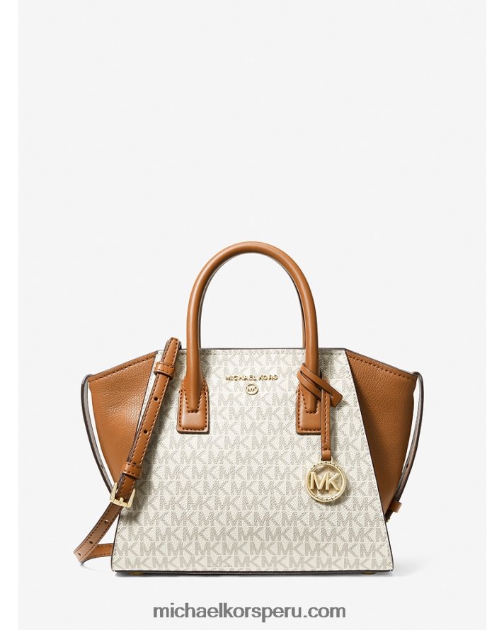 Z48V1500 vainilla/bellota mujer Michael Kors bolso satchel avril pequeño con logo y cremallera en la parte superior