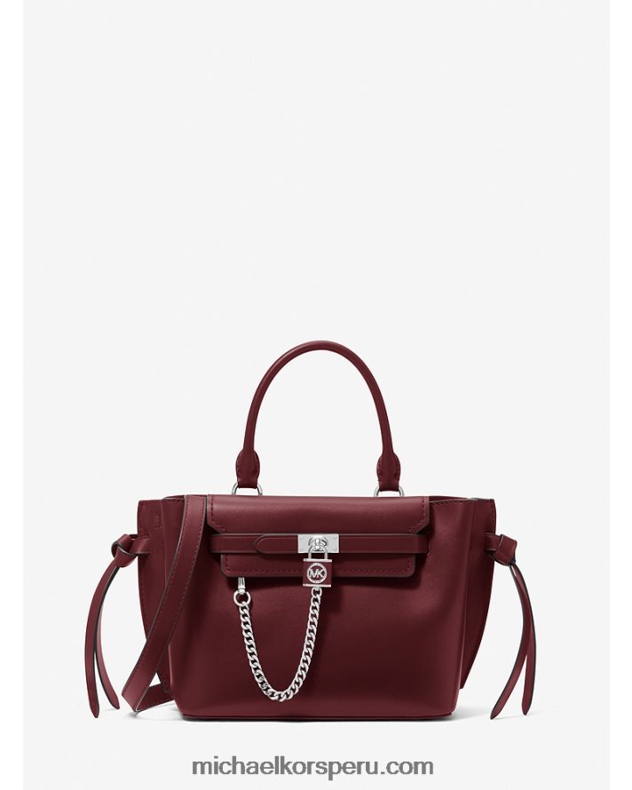 Z48V1505 merlot mujer Michael Kors bolso satchel hamilton legacy pequeño de piel con cinturón
