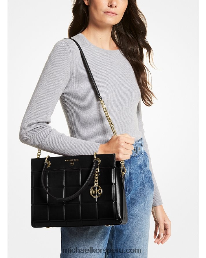 Z48V1514 negro mujer Michael Kors bolso satchel susan mediano de piel acolchada