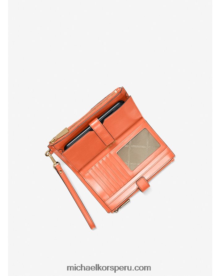 Z48V1578 naranja óptica mujer Michael Kors cartera para smartphone adele de piel tejida