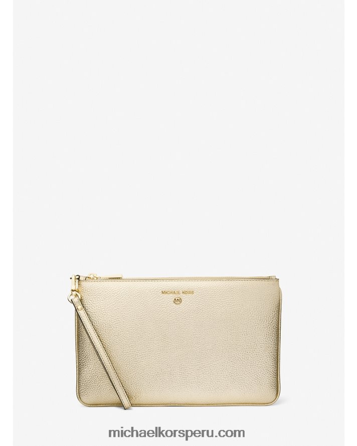 Z48V1585 oro pálido mujer Michael Kors bolso de mano grande de piel granulada metalizada