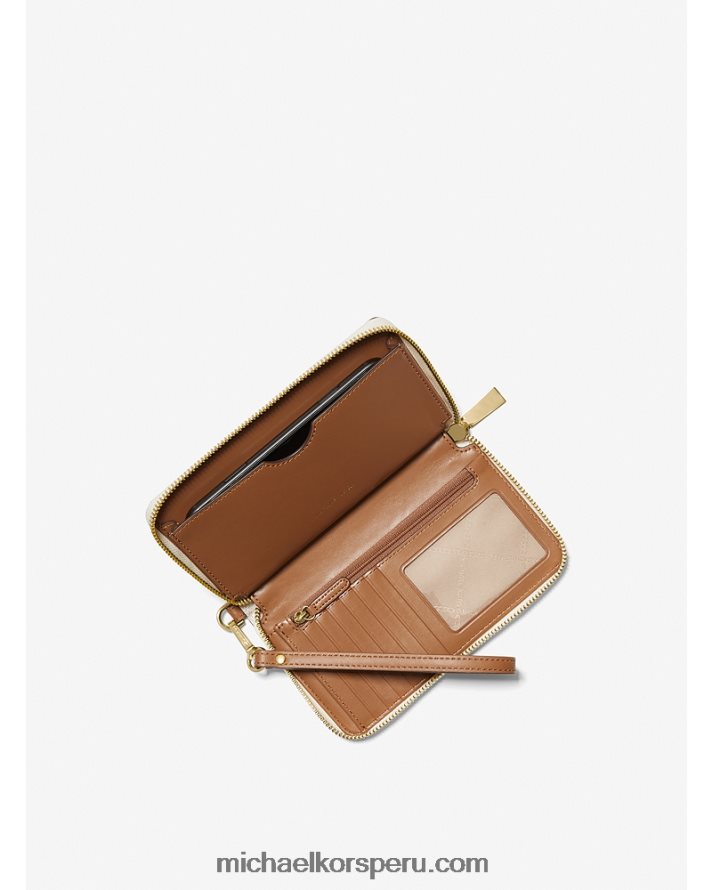 Z48V1591 vainilla mujer Michael Kors logotipo grande y pulsera de piel