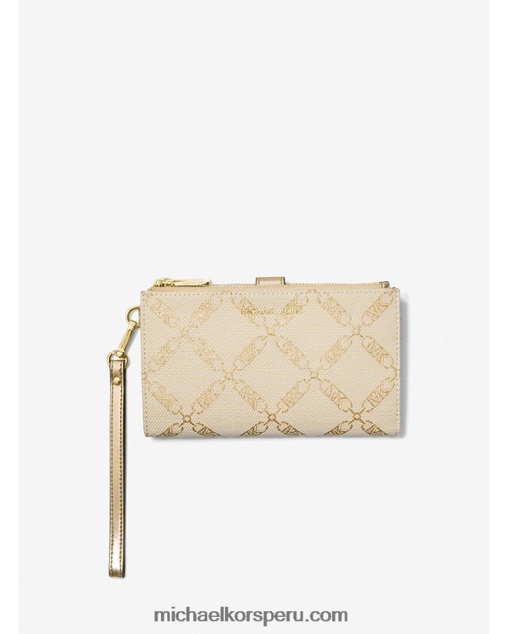 Z48V1608 oro pálido/natural mujer Michael Kors cartera para smartphone adele metalizada con logo imperio en jacquard