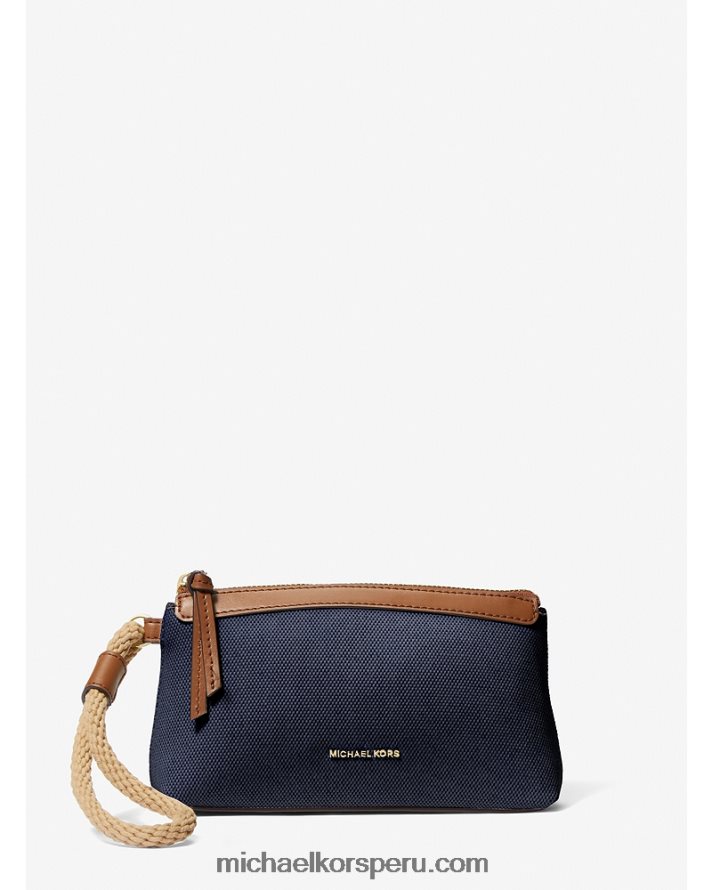 Z48V1612 azul marino multi mujer Michael Kors bolso de mano pequeño talia de lona de algodón