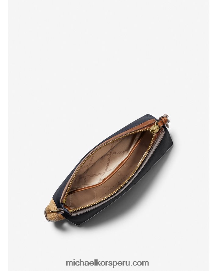 Z48V1612 azul marino multi mujer Michael Kors bolso de mano pequeño talia de lona de algodón