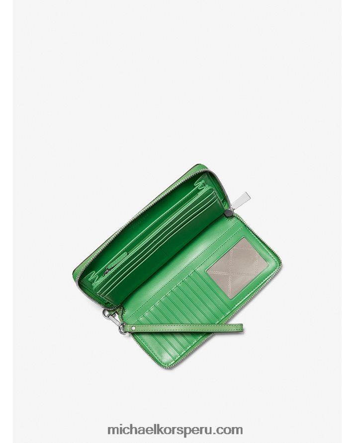 Z48V1616 verde palmera mujer Michael Kors cartera continental grande con logo