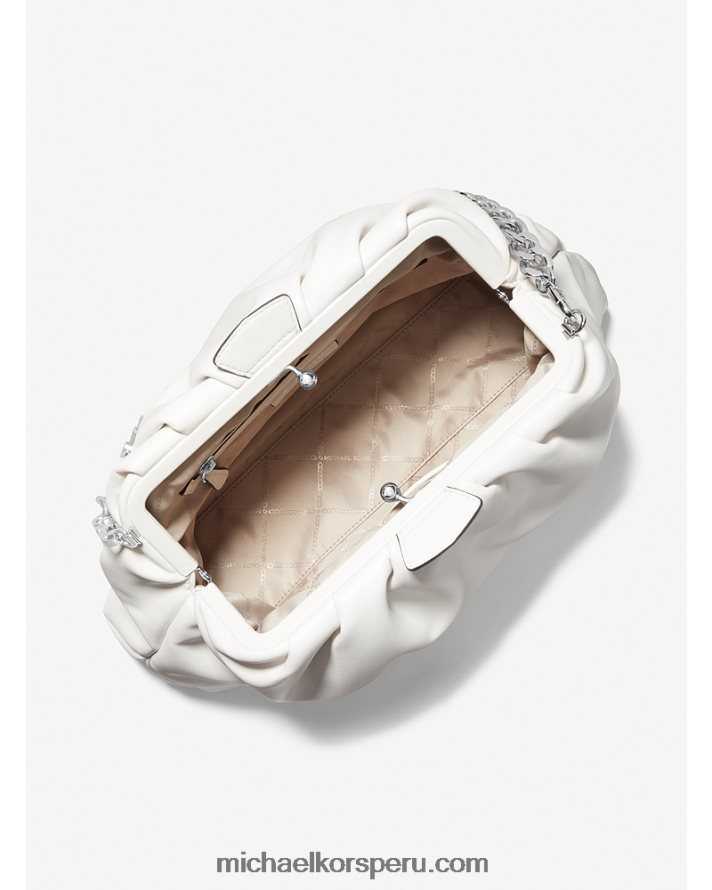 Z48V1617 Blanco óptico mujer Michael Kors bolso de mano extragrande nola de piel sintética