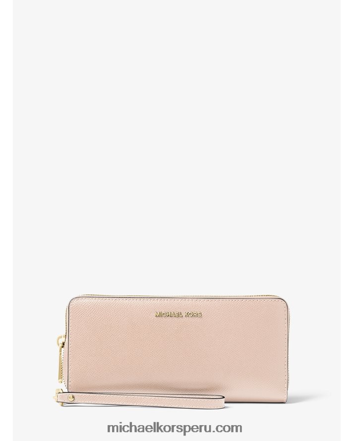 Z48V1622 Rosa suave mujer Michael Kors pulsera continental de cuero