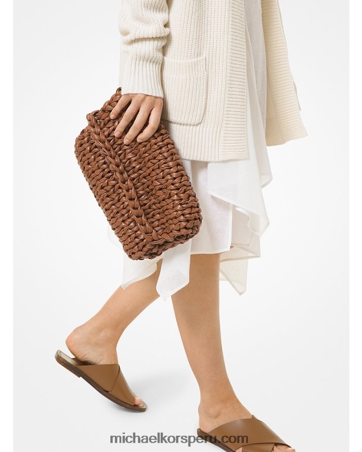 Z48V1643 castaña mujer Michael Kors bolso de mano sobre de piel tejido a mano collection carly