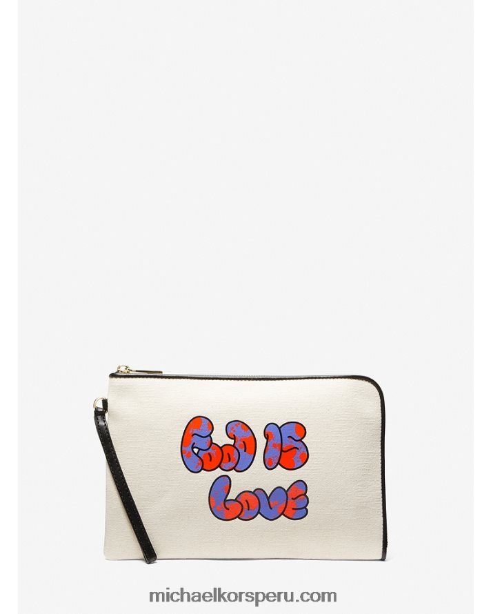 Z48V1520 natural/negro mujer Michael Kors Watch Humber Stop Love Estuche mediano de lona de algodón