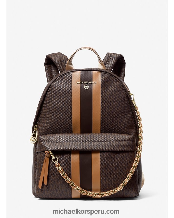 Z48V1199 marrón/bellota mujer Michael Kors mochila Slater mediana con franja del logo