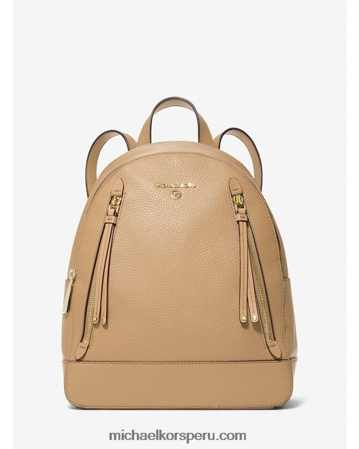 Z48V1204 camello mujer Michael Kors mochila brooklyn mediana de piel granulada