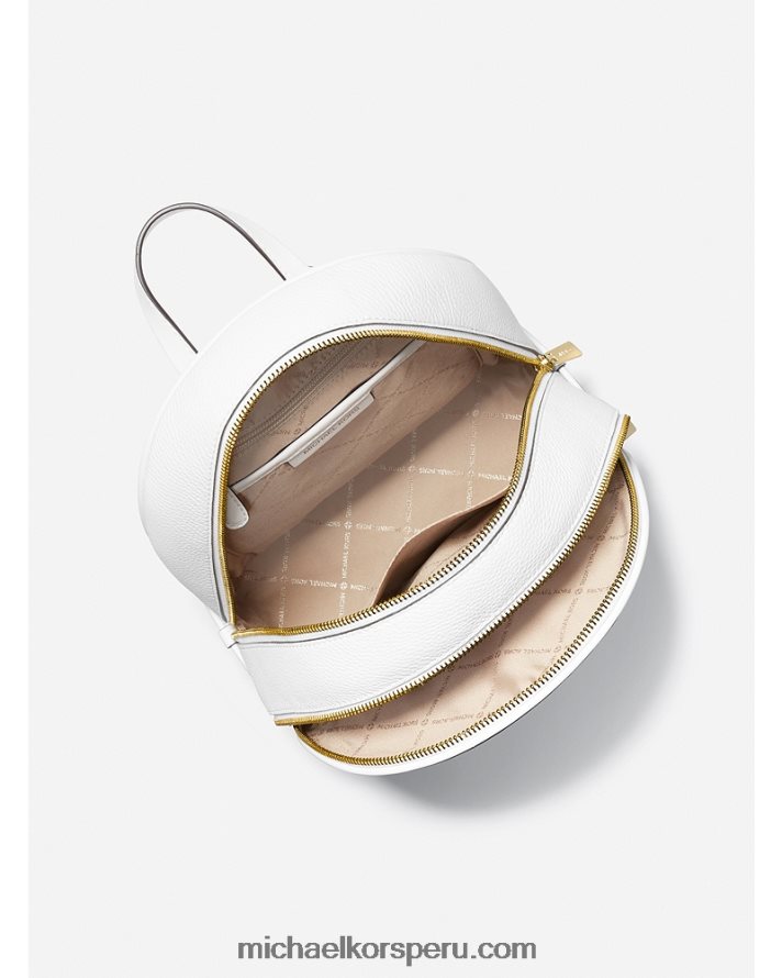 Z48V1222 Blanco óptico mujer Michael Kors mochila adina mediana de piel granulada