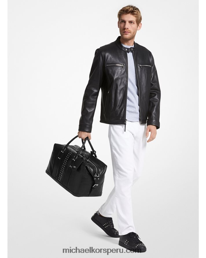 Z48V1529 negro mujer Michael Kors bolsa de viaje Astor de piel con tachuelas