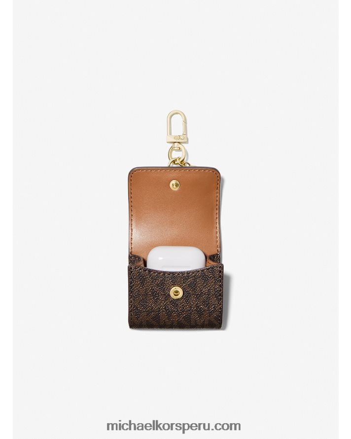 Z48V1542 marrón/bellota mujer Michael Kors funda con clip de logotipo para airpods de apple