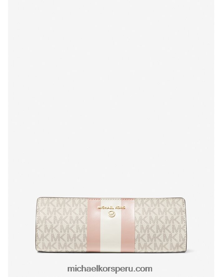 Z48V1547 vainilla/rosa suave mujer Michael Kors estuche para lápices pequeño con franja del logo