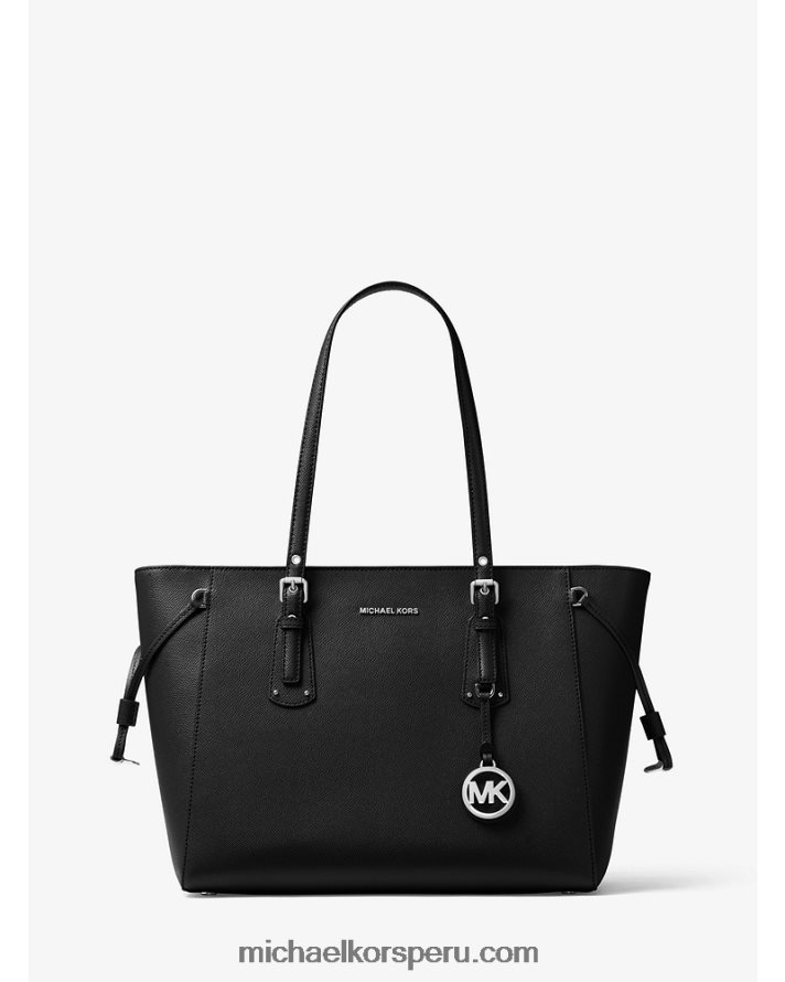 Z48V1038 negro mujer Michael Kors bolso shopper voyager mediano de piel flor cruzada