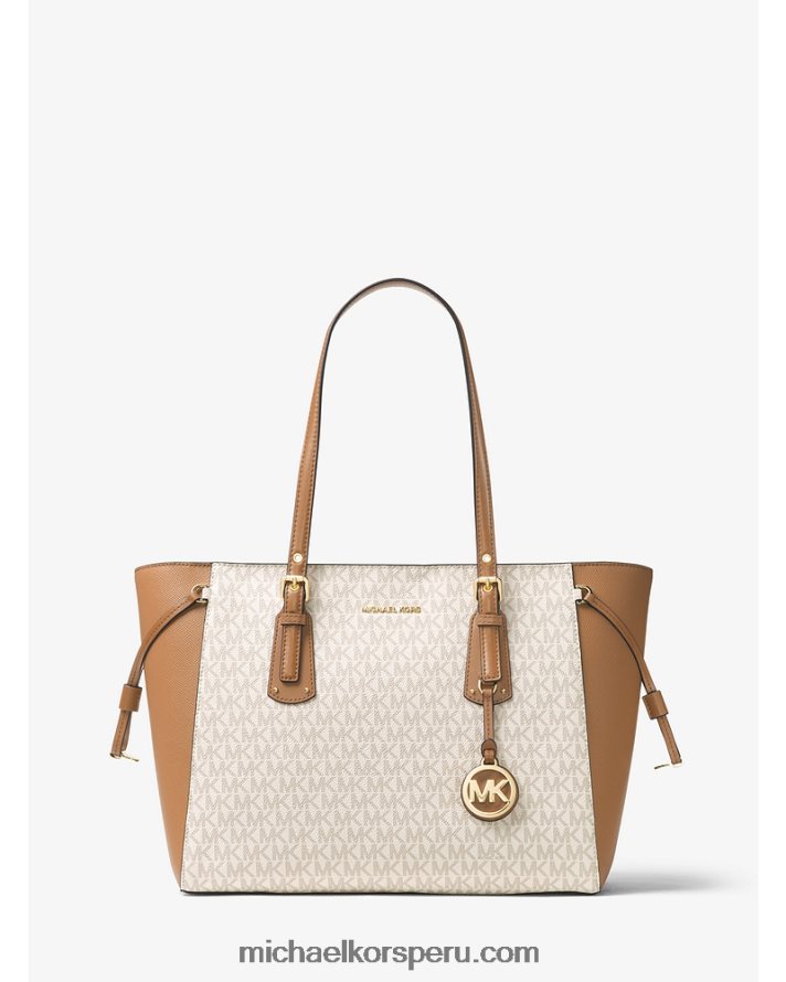Z48V1055 vainilla/bellota mujer Michael Kors tote voyager mediano con logo