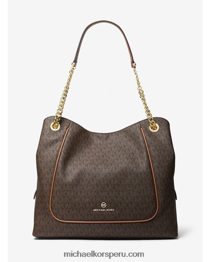 Z48V1064 marrón/bellota mujer Michael Kors bolsa de hombro Piper grande con logo