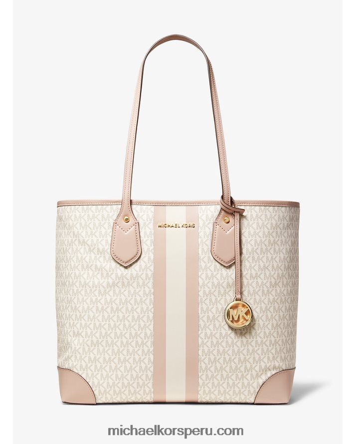 Z48V1076 vainilla/rosa suave mujer Michael Kors tote eva grande con franja del logo