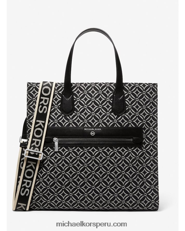 Z48V1088 negro/crema claro mujer Michael Kors bolso shopper Kempner grande en jacquard con logo