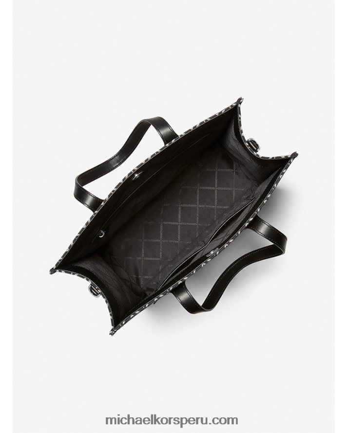 Z48V1088 negro/crema claro mujer Michael Kors bolso shopper Kempner grande en jacquard con logo