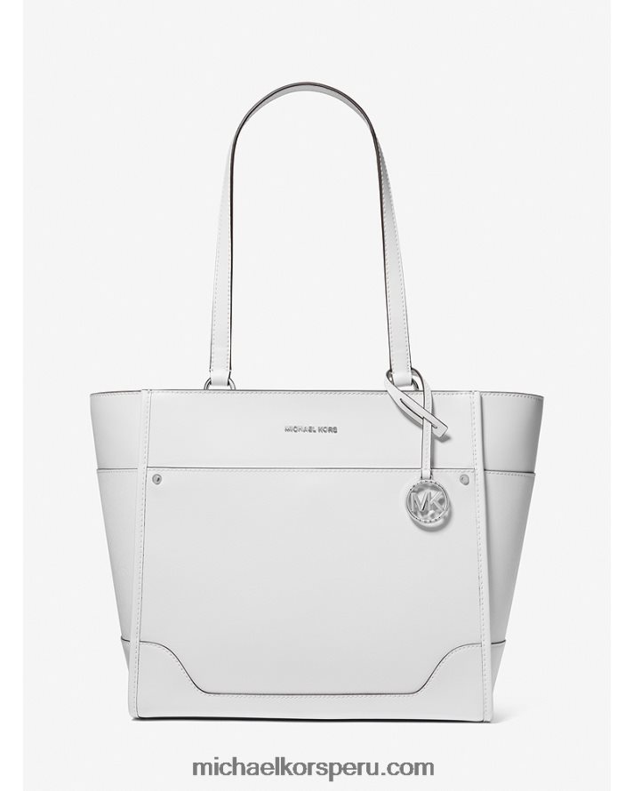 Z48V1094 Blanco óptico mujer Michael Kors tote harrison grande de piel