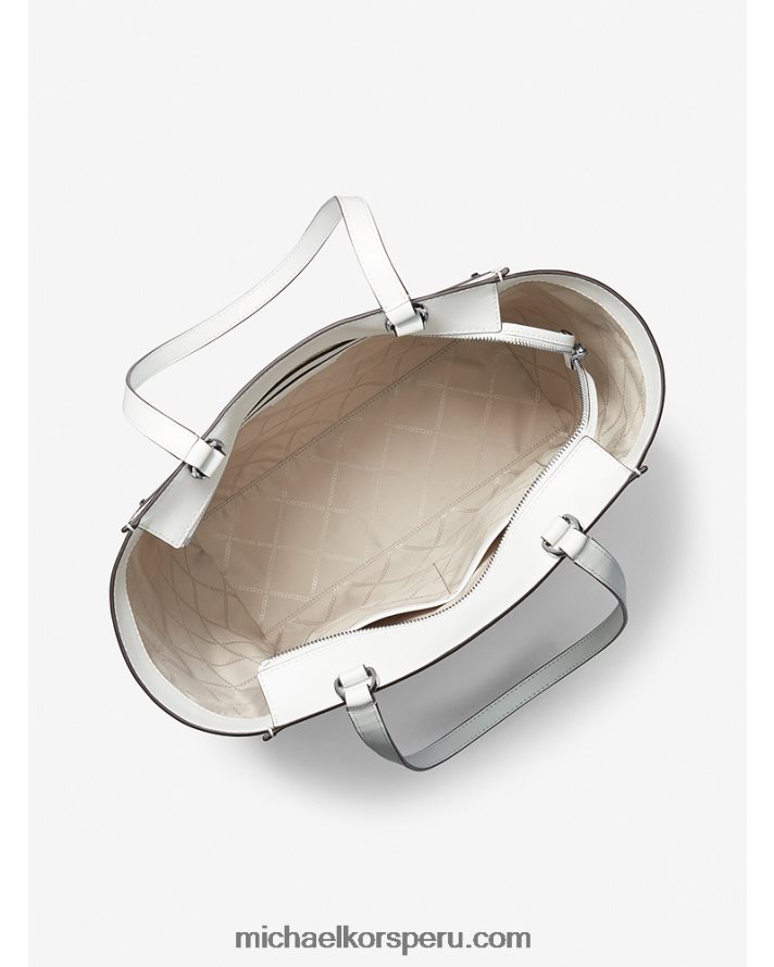 Z48V1094 Blanco óptico mujer Michael Kors tote harrison grande de piel