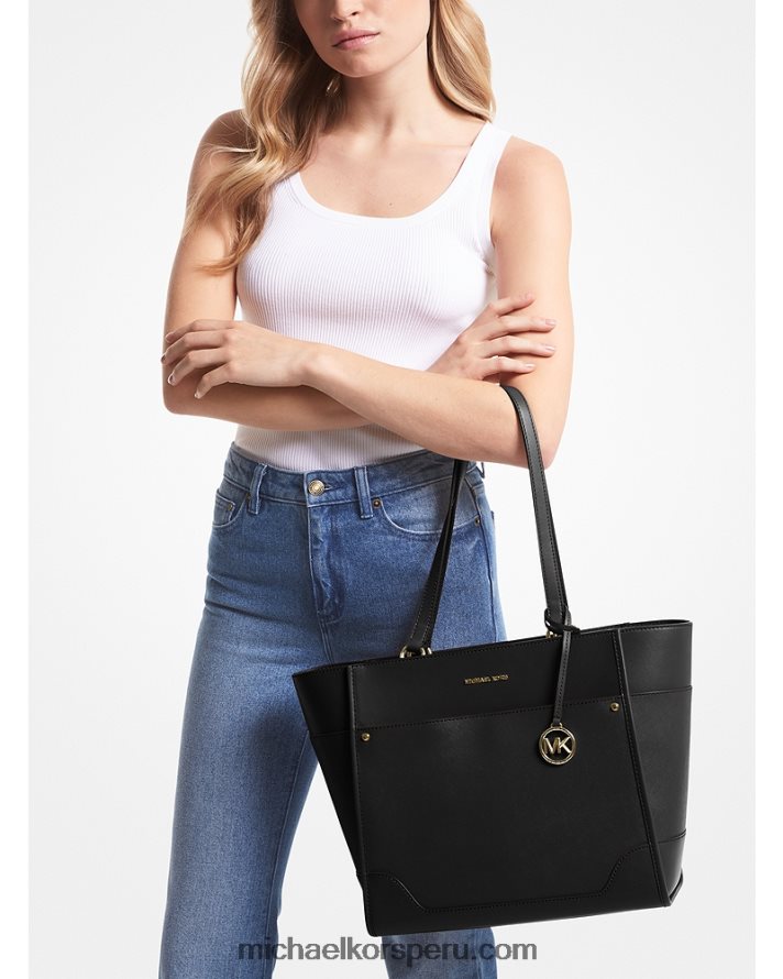 Z48V1095 negro mujer Michael Kors tote harrison grande de piel