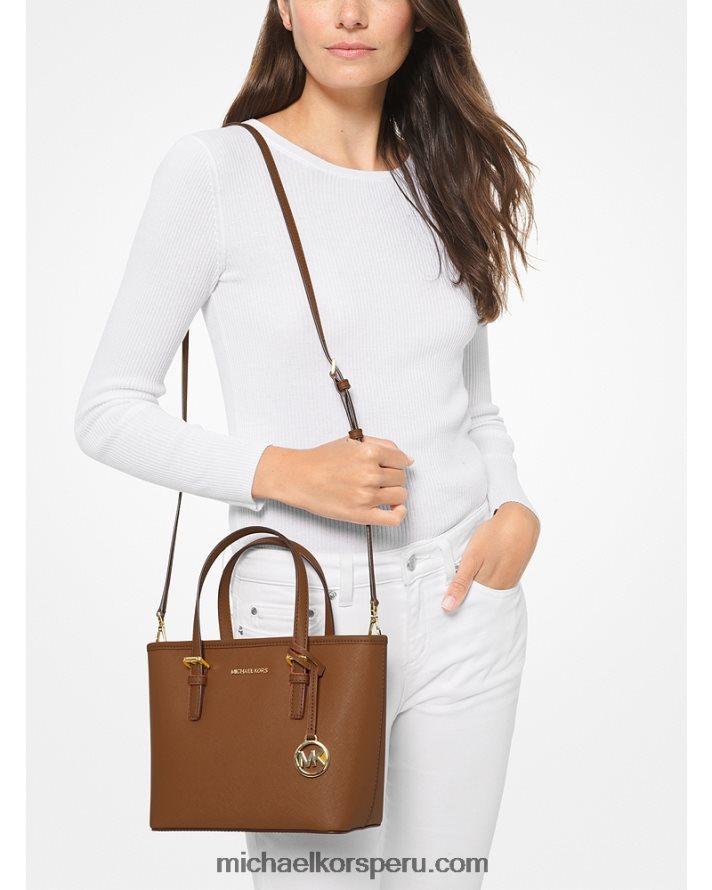 Z48V1101 equipaje mujer Michael Kors bolso tote jet set travel extrapequeño de piel saffiano con cremallera superior