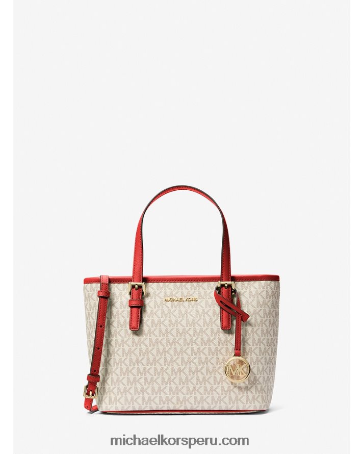 Z48V1102 amapola multi mujer Michael Kors bolso tote jet set travel extrapequeño con cremallera superior y logo