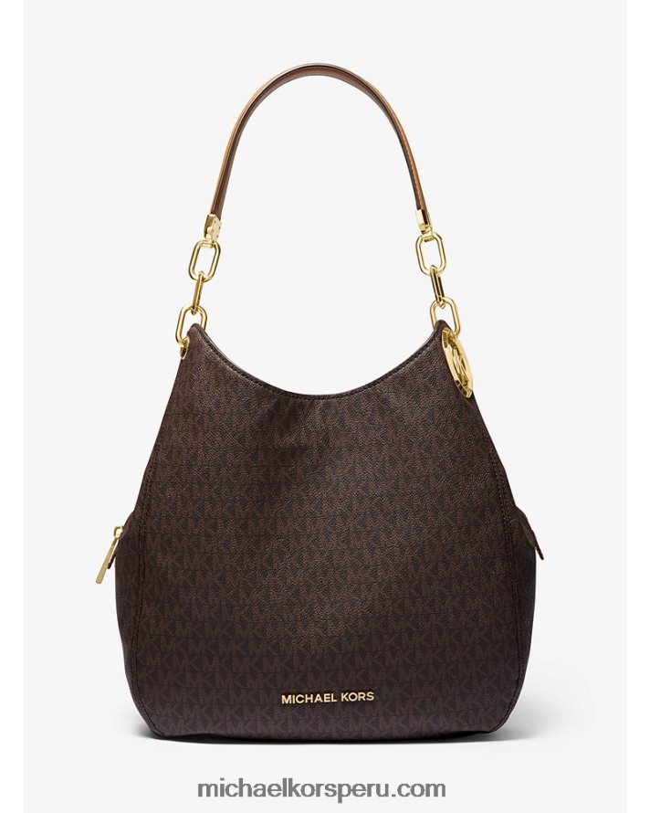 Z48V1125 marrón/bellota mujer Michael Kors bolsa de hombro Lillie grande con logo