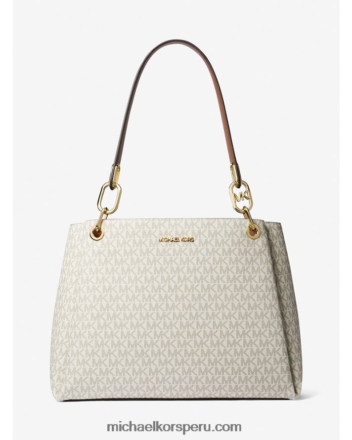 Z48V1143 vainilla mujer Michael Kors bolsa de hombro Trisha grande con logo