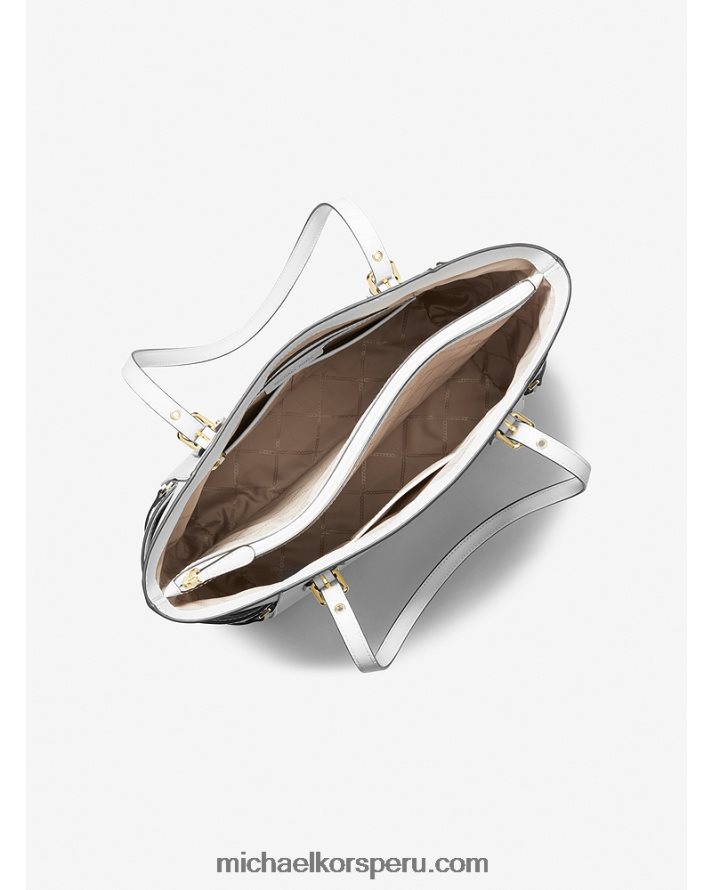 Z48V1146 Blanco óptico mujer Michael Kors bolso shopper voyager pequeño de piel