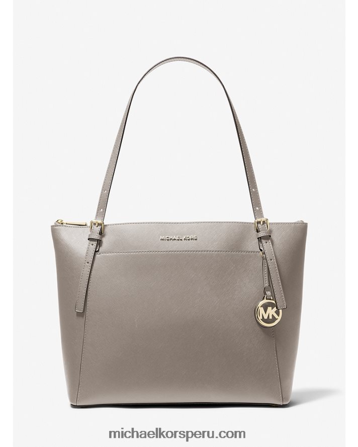 Z48V1152 Perla gris mujer Michael Kors bolso shopper voyager grande de piel saffiano