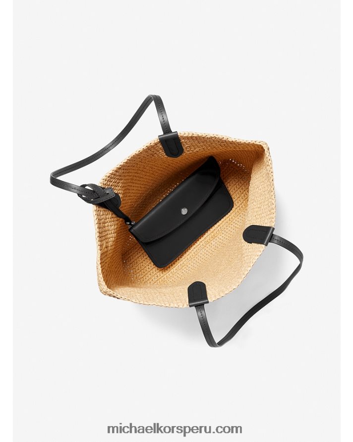 Z48V1154 natural/negro mujer Michael Kors bolso shopper eliza grande de paja tejida