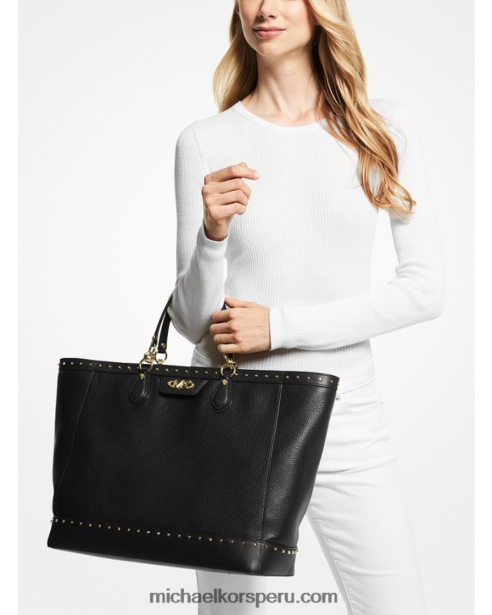 Z48V1170 negro mujer Michael Kors bolso tote devon extragrande de piel granulada con tachuelas