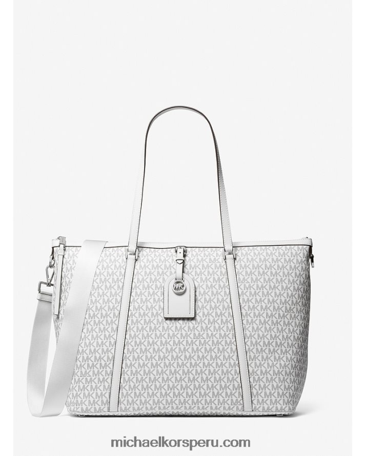 Z48V1176 blanco óptico/negro mujer Michael Kors tote Heritage grande con logo