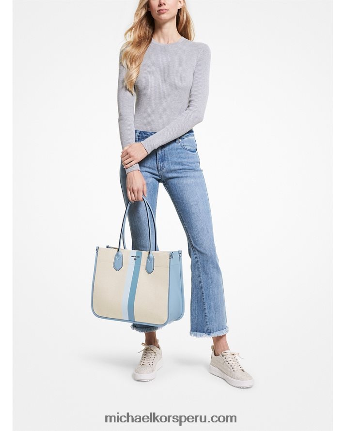 Z48V1182 multi cambray mujer Michael Kors bolso shopper Heidi grande de lona con rayas