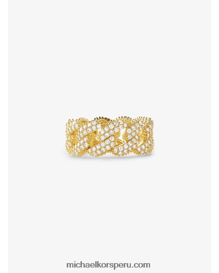 Z48V2546 oro mujer Michael Kors anillo de eslabones curb pavé de plata de ley recubierta de metal precioso