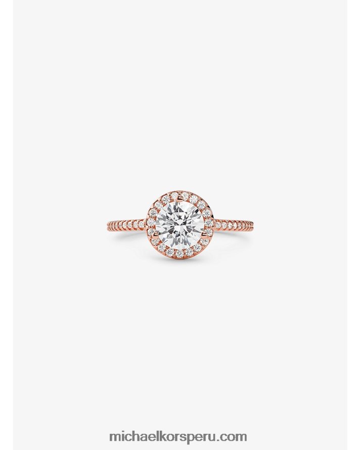 Z48V2552 oro rosa mujer Michael Kors anillo extragrande con halo en pavé de plata de ley recubierta de metales preciosos