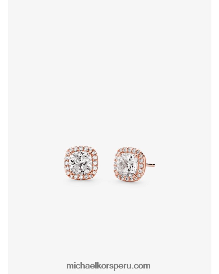 Z48V2533 oro rosa mujer Michael Kors aretes de plata de ley con baño de metales preciosos y pavé