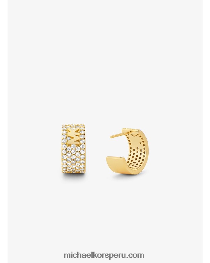 Z48V2536 oro mujer Michael Kors arracadas mini de plata de ley con baño de metales preciosos y logo en pavé