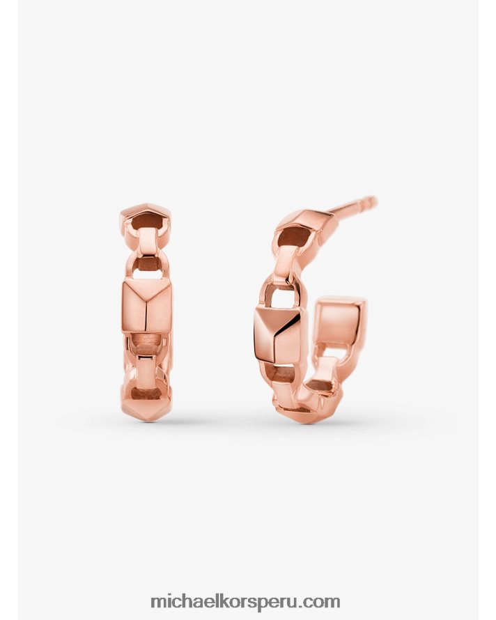 Z48V2543 oro rosa mujer Michael Kors Mini argollas mercer link de plata con baño de metales preciosos