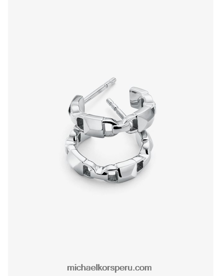 Z48V2544 plata mujer Michael Kors Mini argollas mercer link de plata con baño de metales preciosos