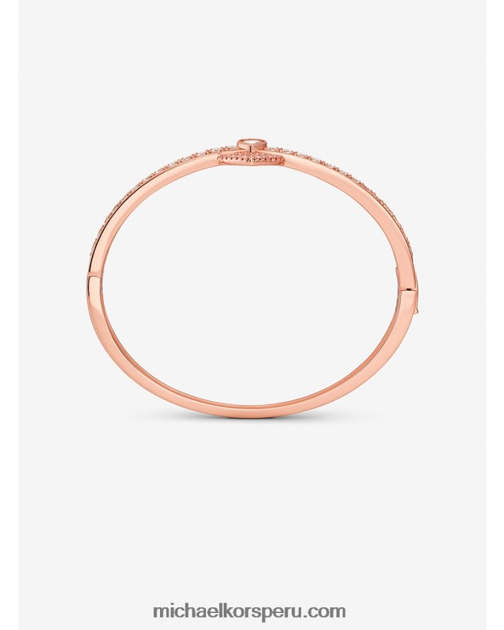 Z48V2448 oro rosa mujer Michael Kors Brazalete tipo esclava con pavé de corazón en plata de ley con baño de oro rosa de 14k