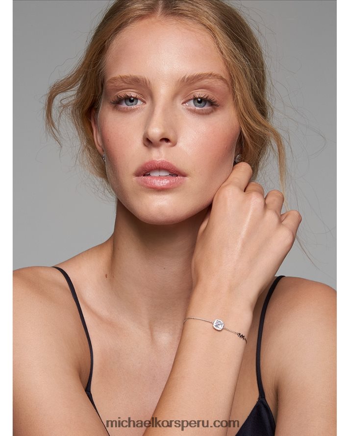 Z48V2458 plata mujer Michael Kors pulsera de plata de ley con pavé y halo