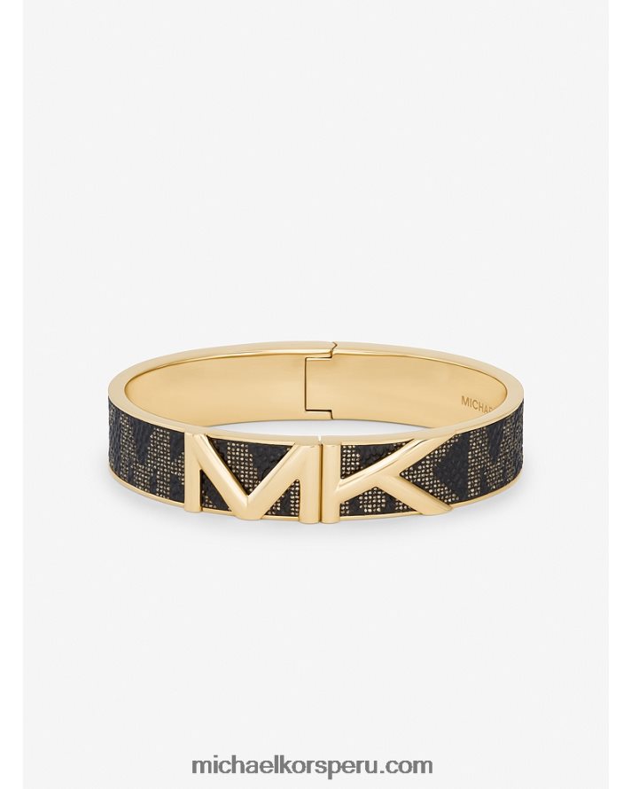 Z48V2469 negro mujer Michael Kors brazalete con logo fulton