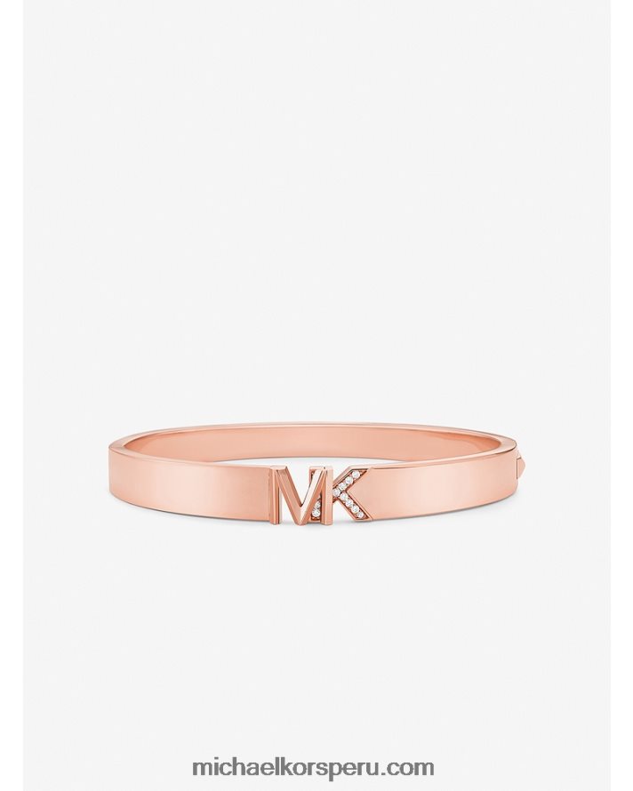 Z48V2472 oro rosa mujer Michael Kors Brazalete con logo en pavé de latón chapado en oro rosa de 14k