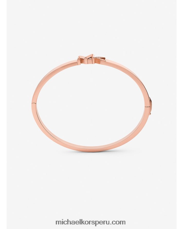 Z48V2472 oro rosa mujer Michael Kors Brazalete con logo en pavé de latón chapado en oro rosa de 14k